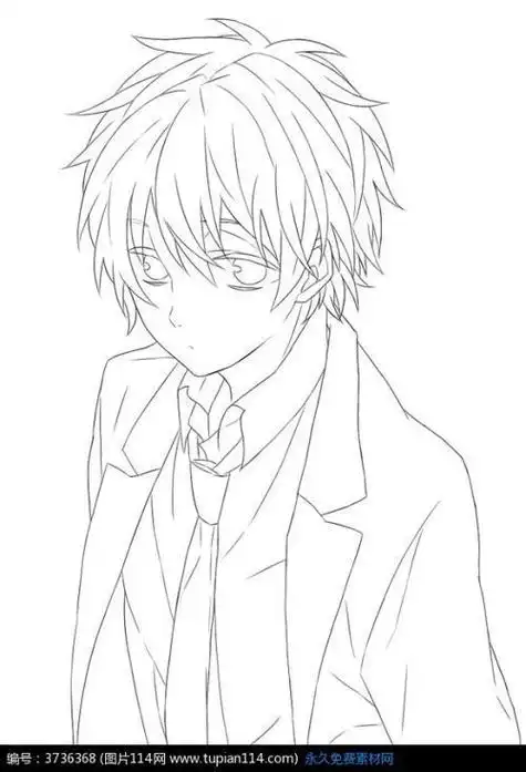 简笔画 头像简笔画动漫人物男生帅气男生简手绘 素描 头像 线稿