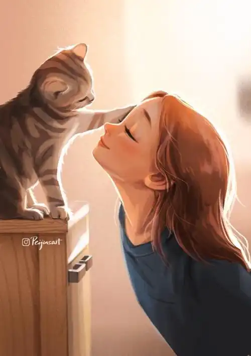 开朗女孩惬意明媚的生活插画图片by插画师peijinyang