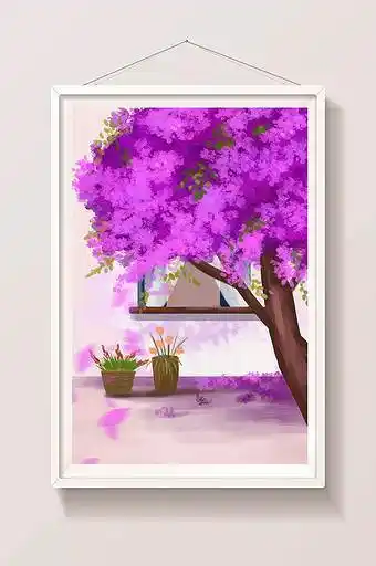 蓝花楹水彩画蓝花楹的绘画图片