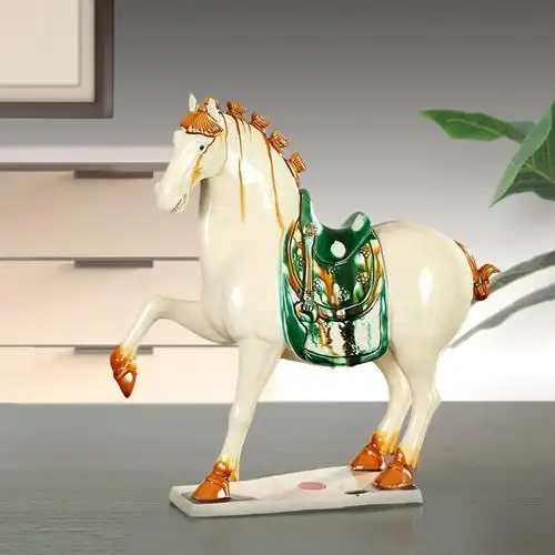 唐宝斋高水旺大师创作高雅商务礼品手工艺术品家居摆饰h40五花马