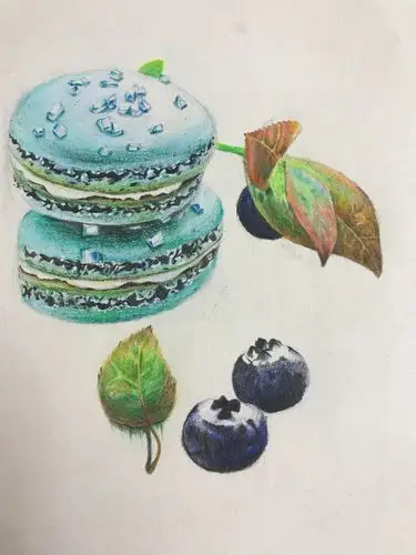 彩铅画马卡龙附过程