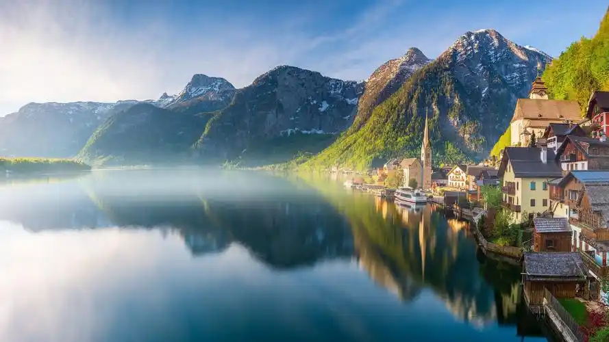 哈尔施塔特小镇唯美高清桌面壁纸-风景壁纸-手机壁纸下载-美桌网