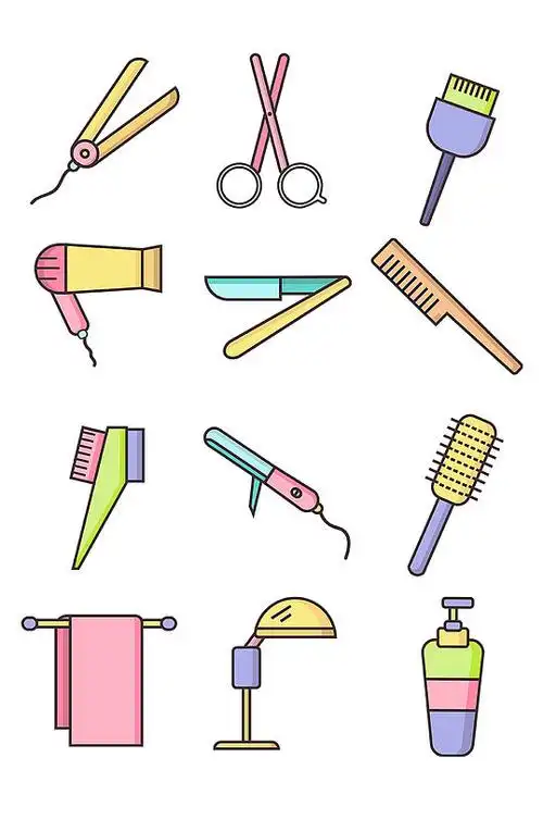 彩色简约卡通理发图标免抠