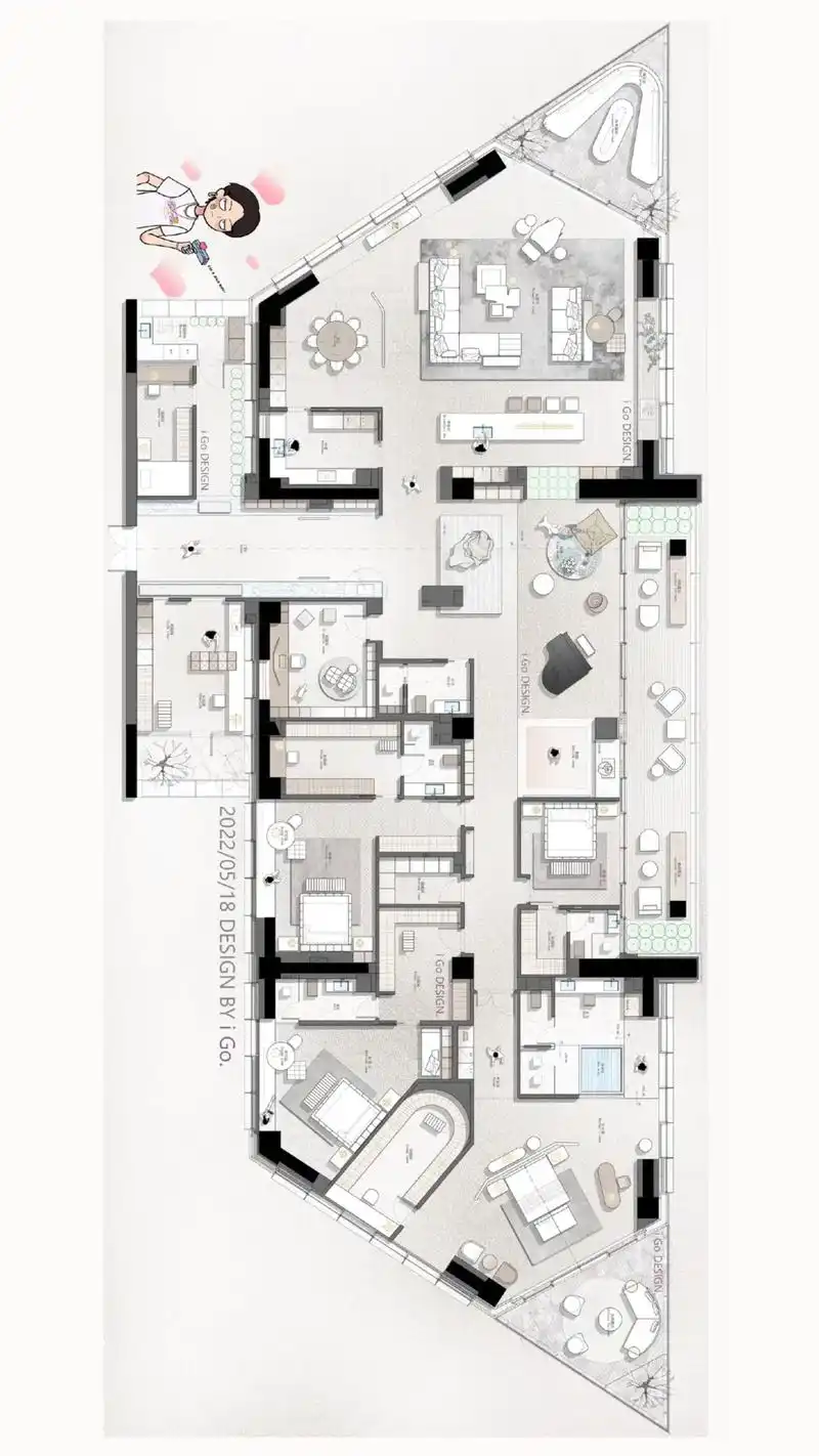宁波800㎡大平层天花板 户型优化案例.「igo 户型优化  - 抖音