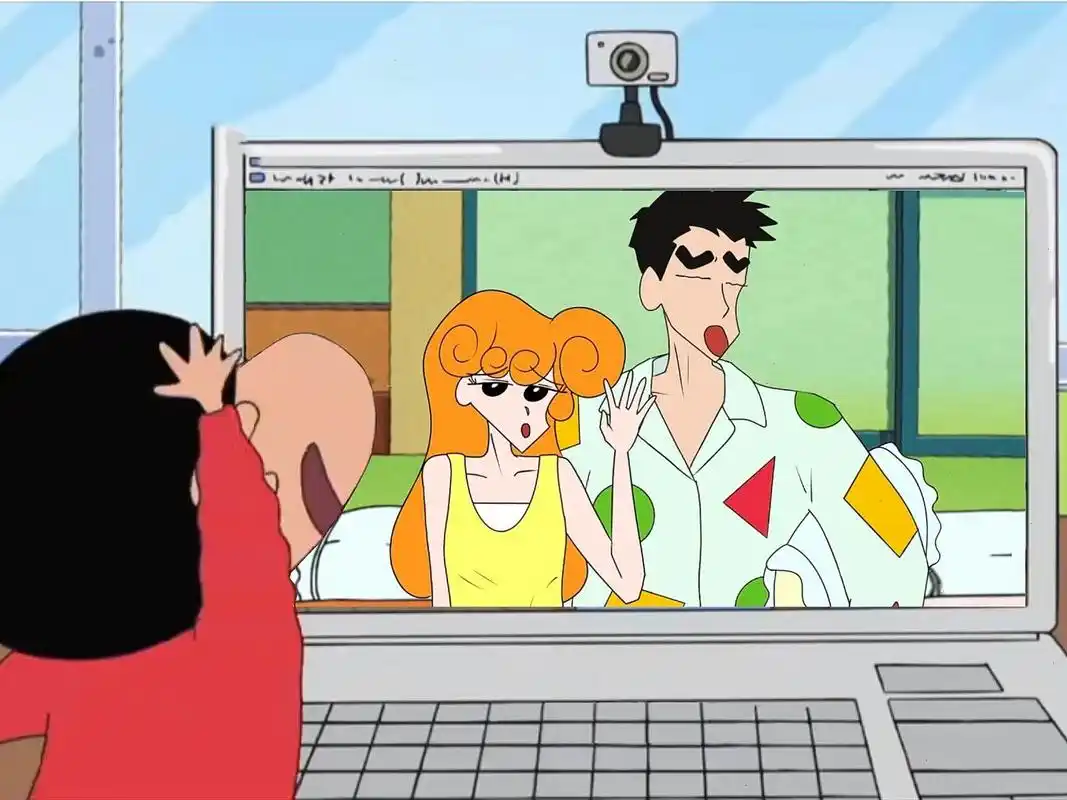 "和长大后的小新小葵视频通话哦" 蜡笔小新新番?打视频给未来的自己?