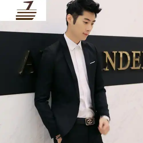 new lake男士韩版青年修身帅气潮小西装套装三件套休闲西装男上衣西服