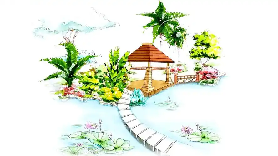 手绘园林