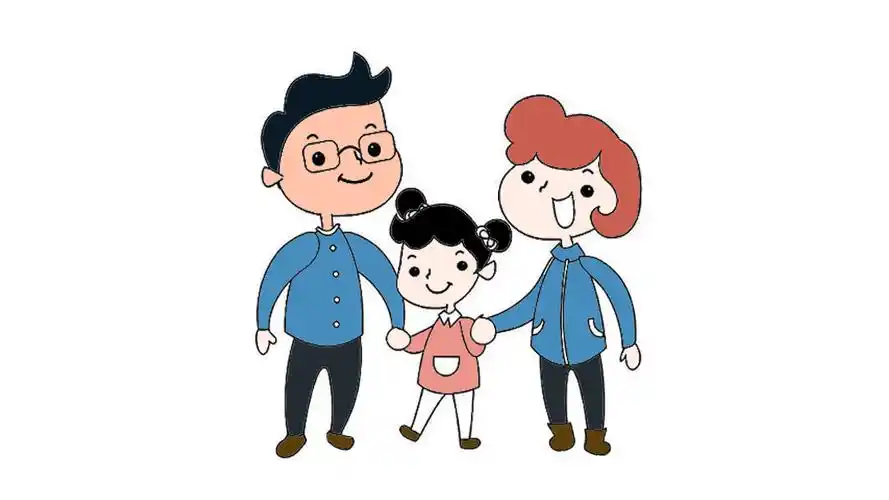 一家三口手牵手简笔画