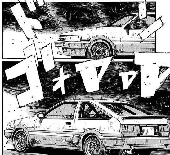 一战,秋山涉的ae86用的是一款双十细条辐轮圈,漫画当中细节不太清楚