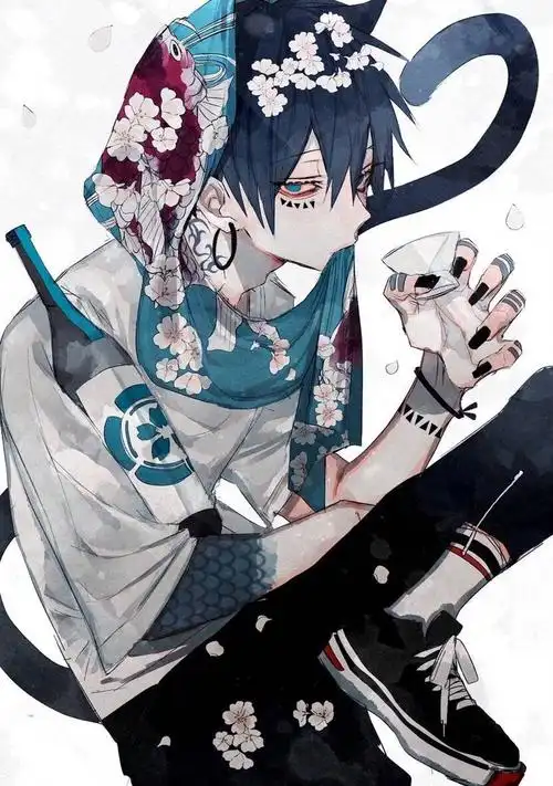 人物绘画,画风独特的卡通男子插画.酷酷的抽烟男生.