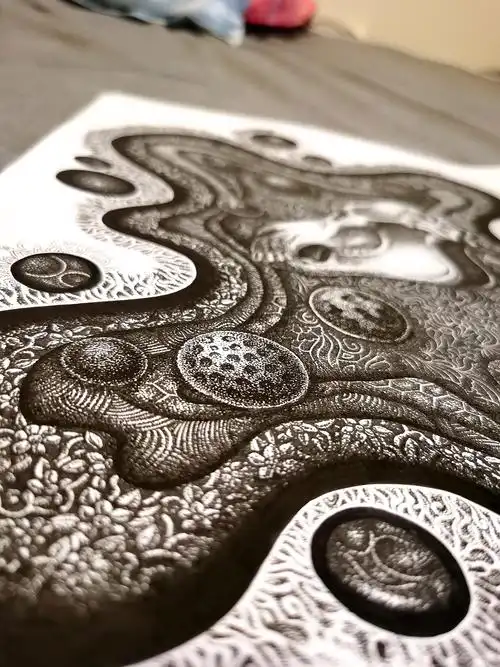 针管笔点绘《葬礼》