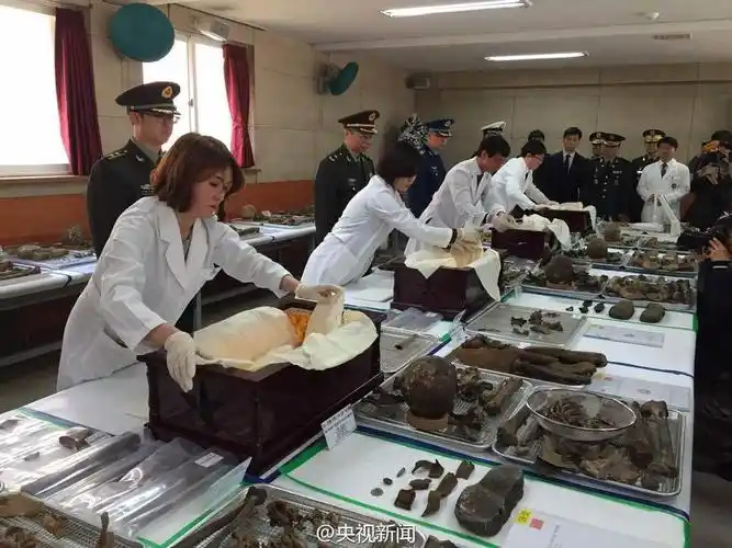 韩方人士整理烈士遗骸