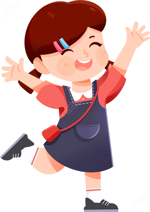 卡通可爱戴发卡的开心女孩免扣素材