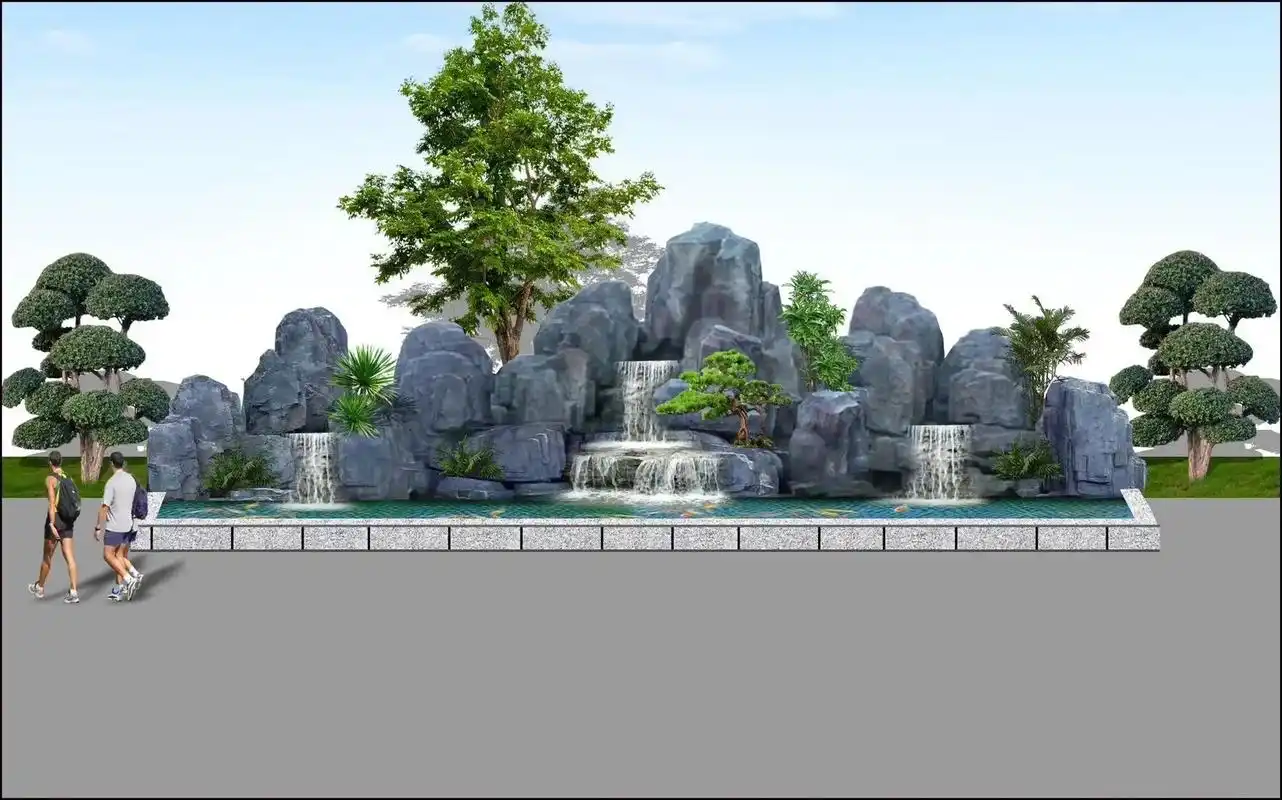 庭院设计施工 #假山水池设计 #鱼池假山  - 抖音