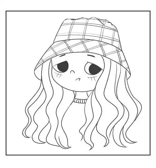 板绘线稿头像练习拽拽女孩头像