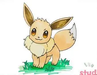 卡通简最后涂上漂亮的颜色伊布简笔画你学会了吗神奇宝贝大伊布简笔画