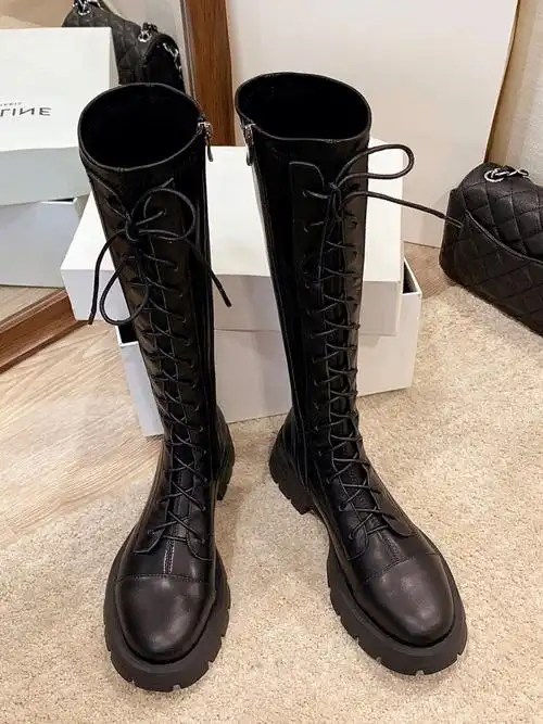 巨酷wu敌百搭的系带高筒靴帅气炸街必入