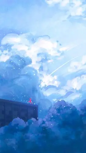 天空蓝色云层治愈系插画