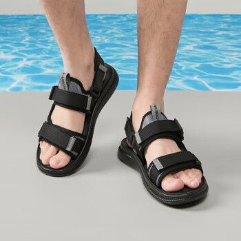 warrior回力凉鞋男夏季运动休闲凉拖鞋软底户外沙滩鞋wsl0648黑色41