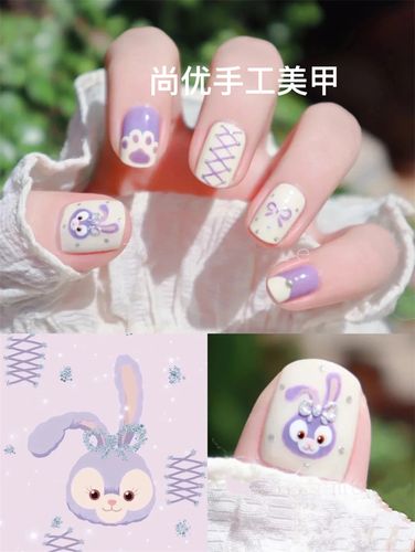 卡通成品甲片可爱星黛露紫色美甲手工彩绘假指甲贴片学生穿戴甲