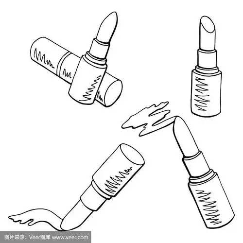 口红图形集黑白孤立素描插图矢量