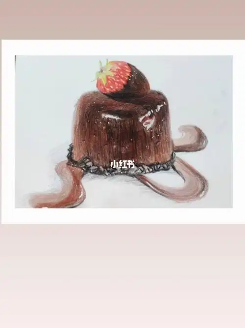 彩铅画巧克力草莓蛋糕