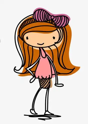 卡通手绘长发女孩免抠素材免费下载_觅元素51yuansu.com