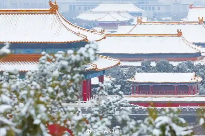 故宫开启雪景模式##景山视角看故宫雪景##北京下雪##100种祖国的览