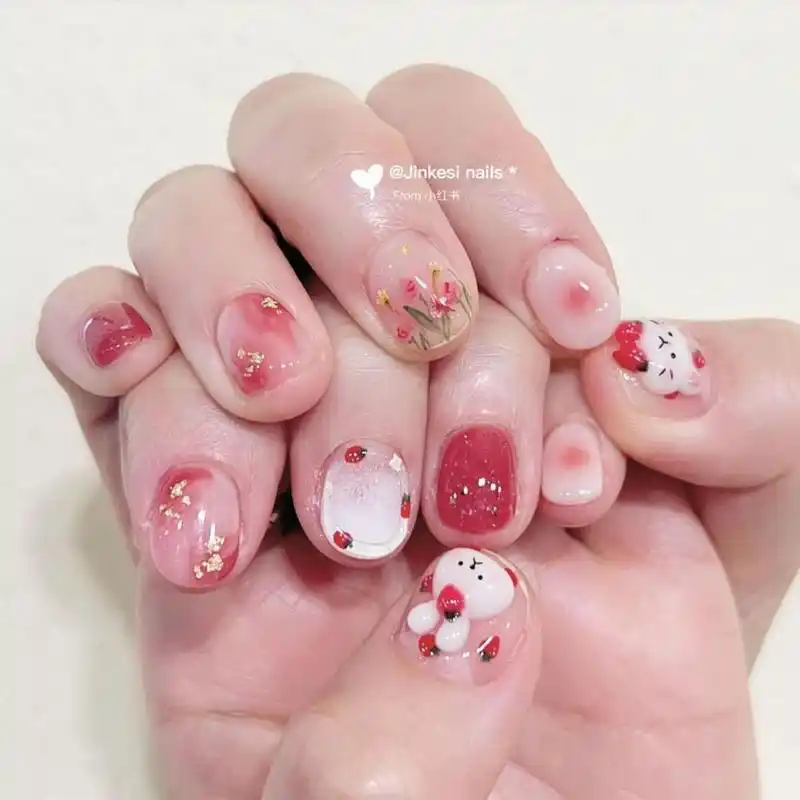 02日系少女心美甲款式推荐02 手绘美甲款式太可爱啦!