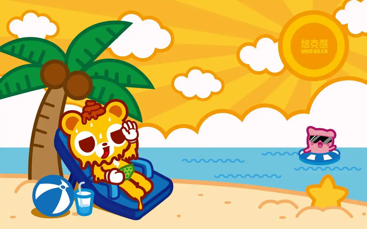 超可爱萌物悠克熊卡通形象高清桌面壁纸