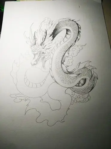 工笔素描龙图