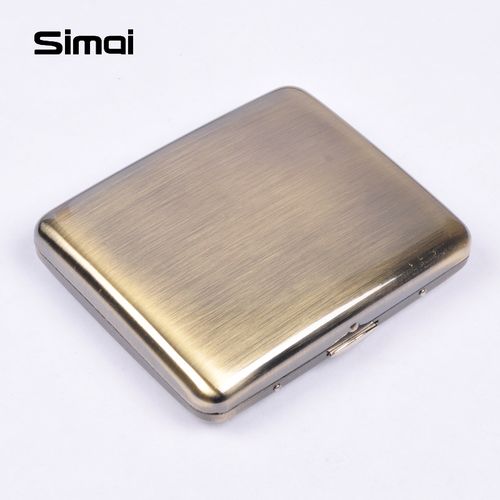 男士超薄20支装烟盒不锈钢拉丝款复古创意个性香於烟夹送男友礼物
