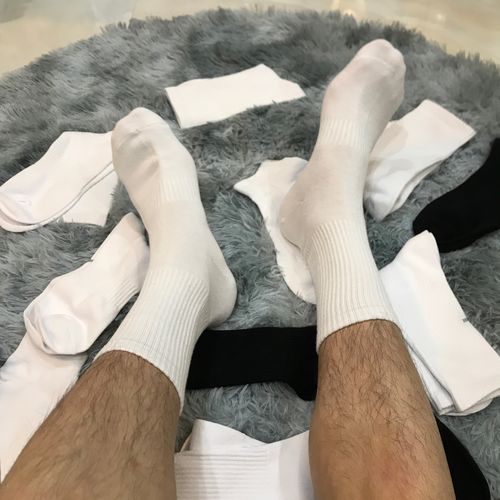 3双装白男士性感秋冬男士条纹纯色竖条港风男潮长筒袜