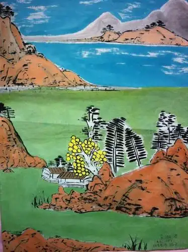 [儿童国画] 江南春早国画山水图片作品欣赏