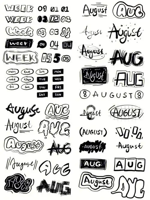 手帐素材分享八月标题周计划标题日期