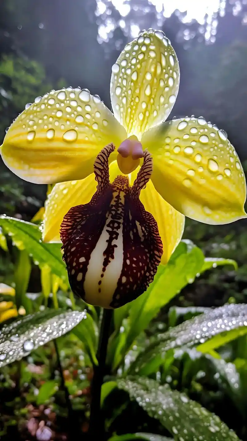 深山大峡谷里非常罕见的彩云兜兰,像彩云一样绚丽多彩,能碰到实 - 抖