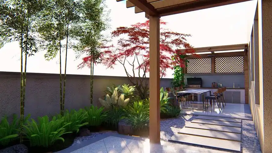 重庆茶园70平禅意花园纯设计