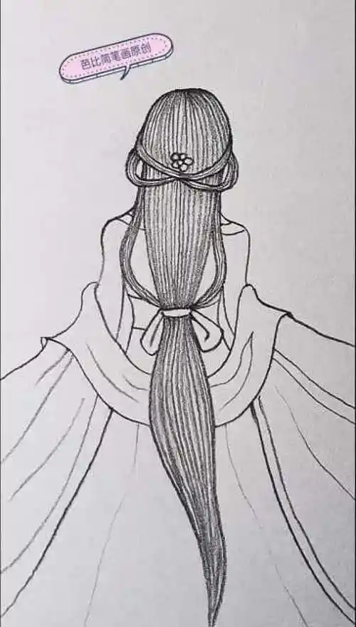 一人一马一江湖古风美女背影简笔画