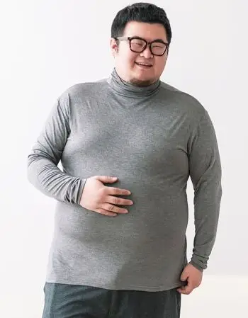 2018加肥加大码长袖t恤男薄款宽松特大码胖子肥佬打底衫高领秋衣 深