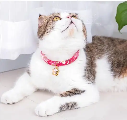 派乐特猫项圈猫铃铛猫咪泰迪小狗狗项圈铃铛圈脖圈藏青小花s