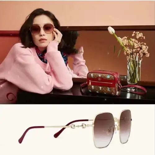 眼镜 太阳镜 gucci古驰经典倪妮同款1955马衔扣复古金边墨镜gg0882sa