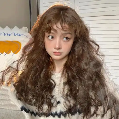 羊毛卷假发女长卷发空气刘海玉米烫逼真蓬松蛋卷头泡面头全头套式