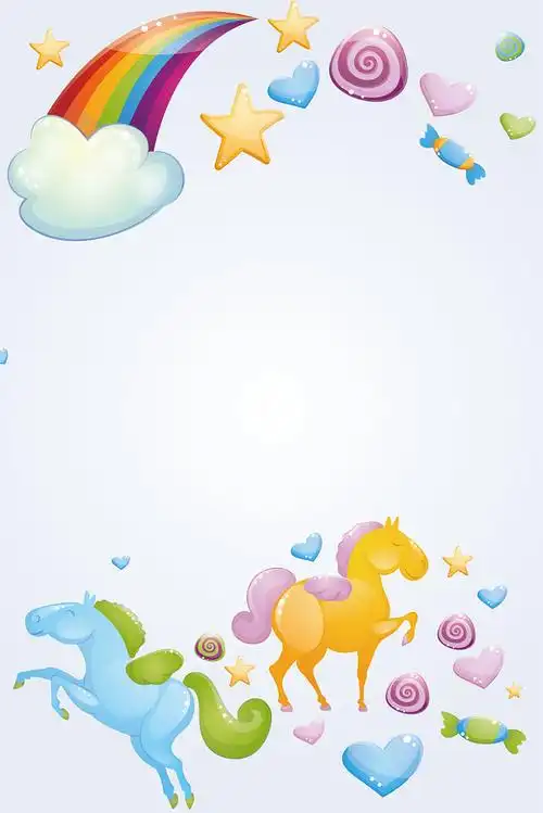 卡通手绘小木马儿童节海报背景素材