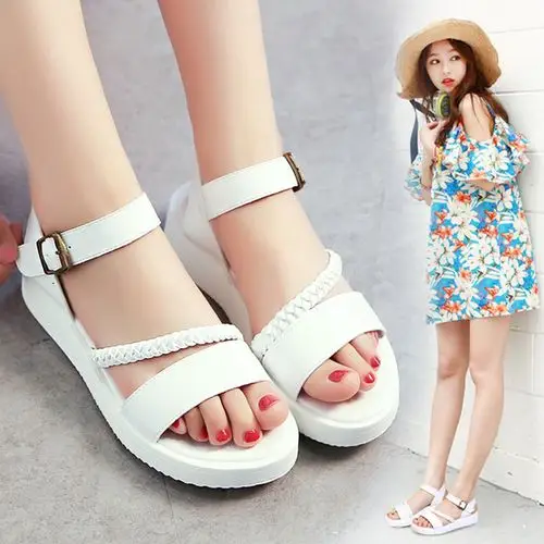 韩版校园夏季新款女童大童中学生初中生休闲凉鞋女11 12 13 14岁