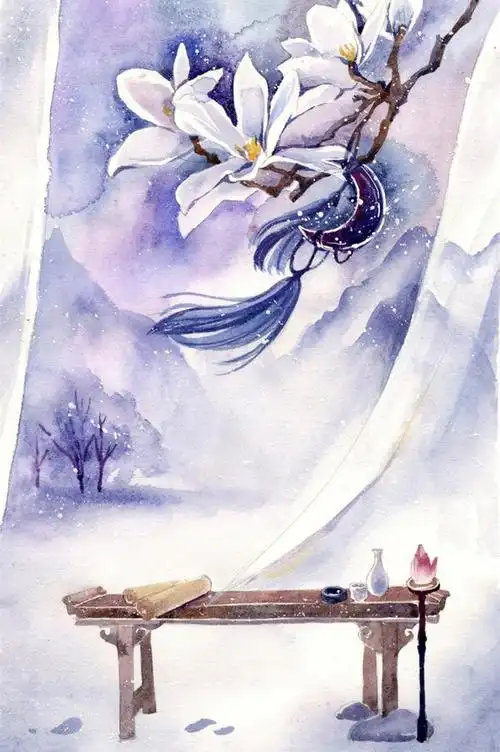 古风插画,风景,人物,手绘,水彩,水墨画,涂鸦,唯美,意境,背景壁纸.