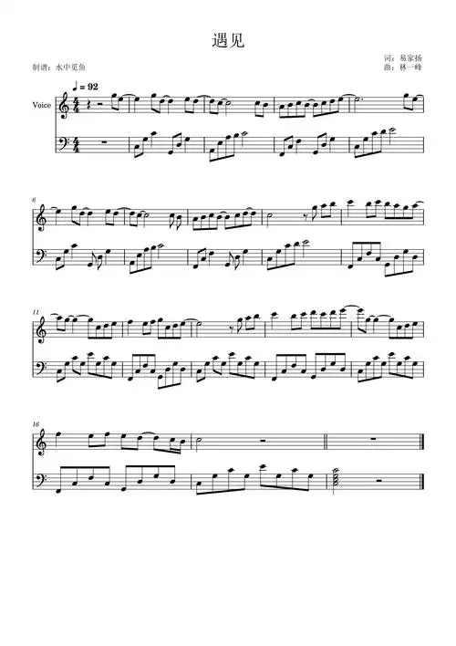 遇见c调最完美简单独奏