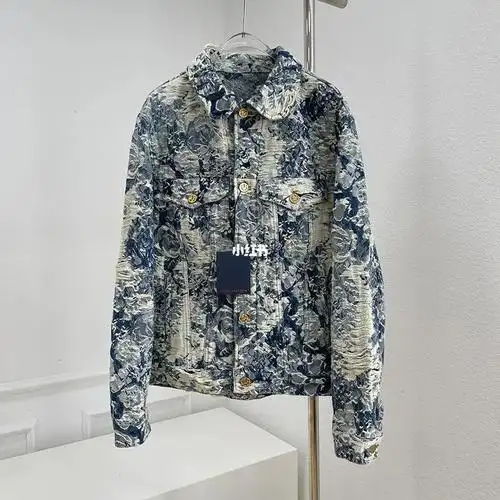 lv新款雪花提花翻领牛仔外套