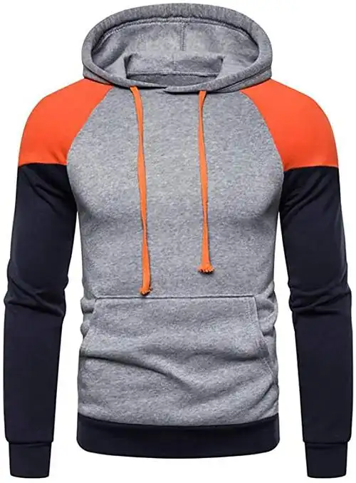 morwenveo男式运动时尚连帽衫t恤休闲连帽拼色长袖连帽衫套头运动衫