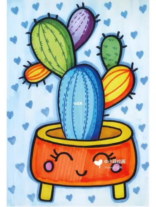 初级儿童简笔画 仙人掌