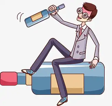 卡通喝酒的男人免抠图